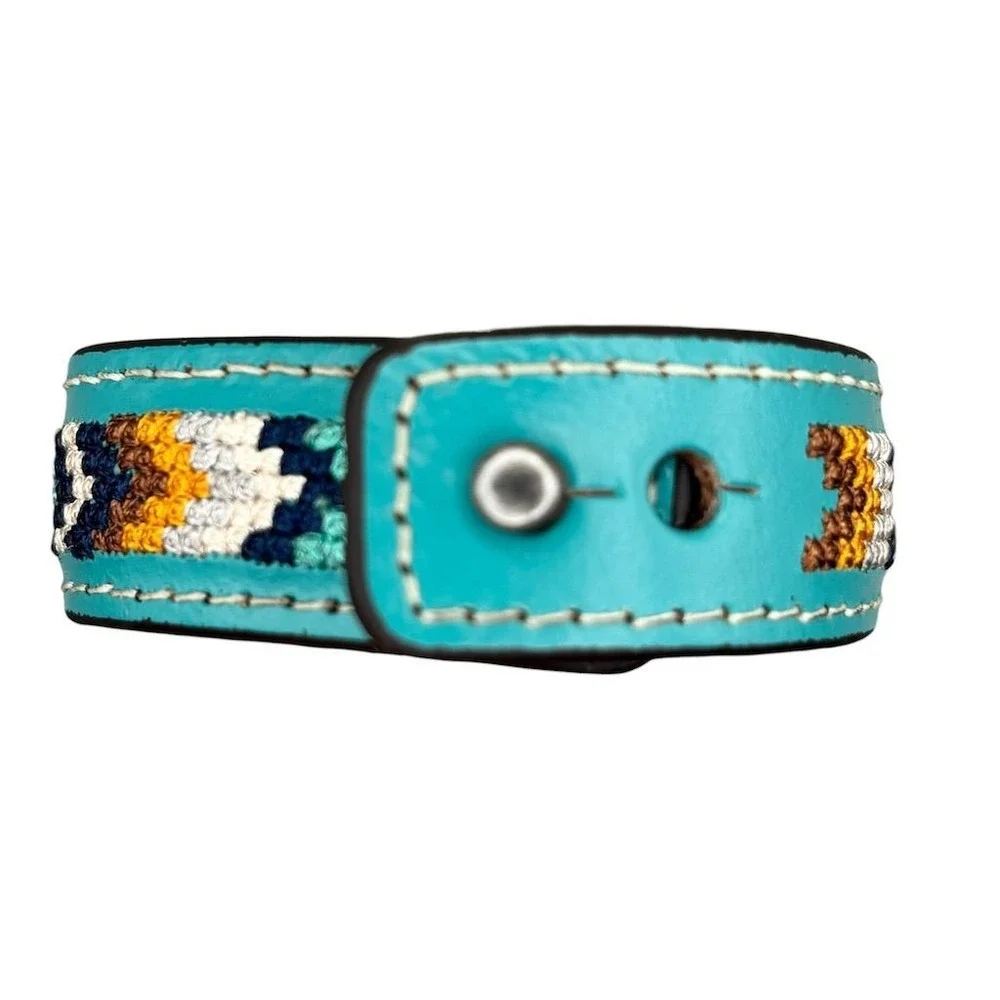 Justin Boots Turquoise Beaded Leather Adjustable‎ Bracelet Southwest Style